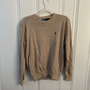 Polo Ralph Lauren Men's Beige Sweater Pima Cotton Crew Neck Pullover size medium